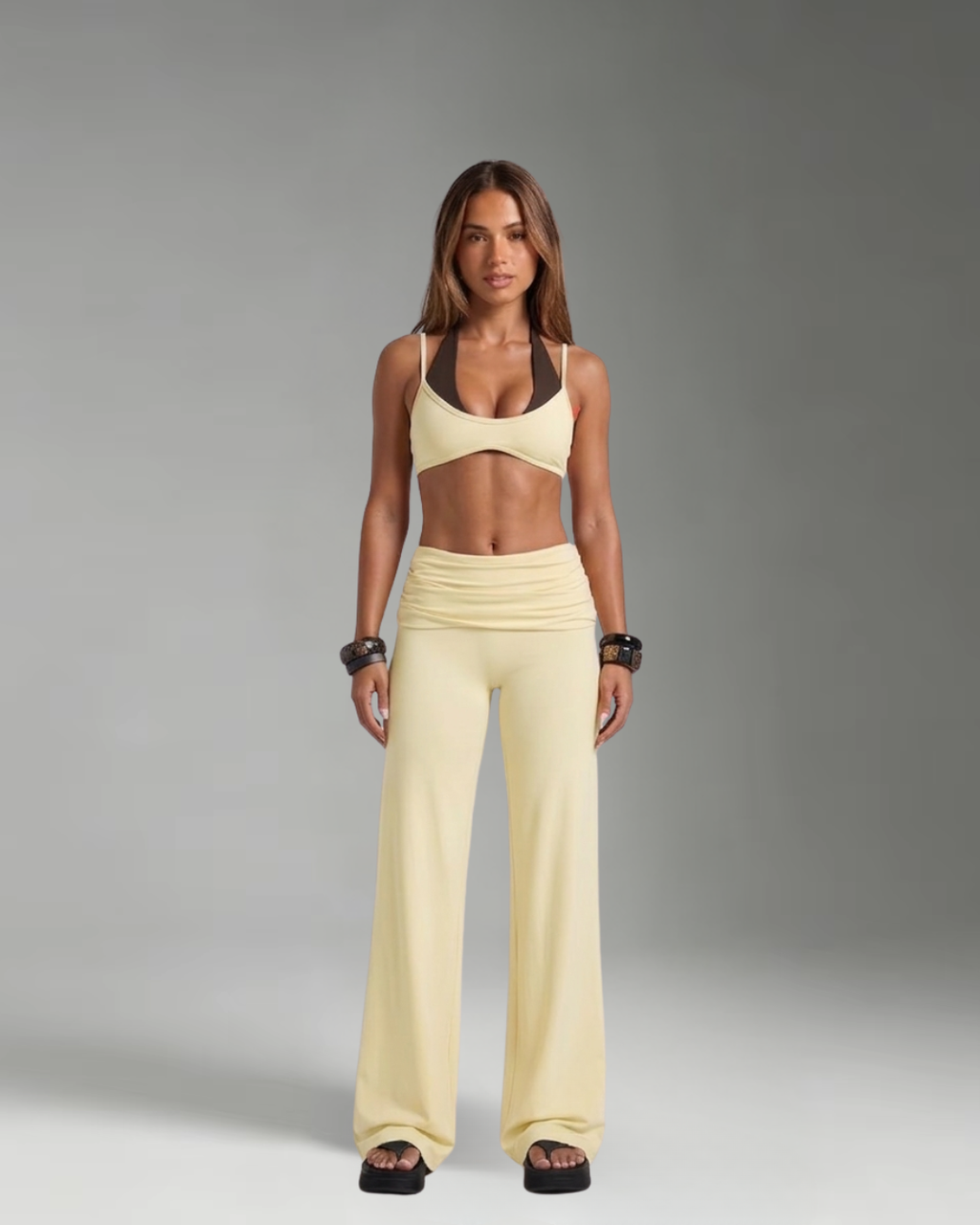 Archive Fold Over wide leg pants
