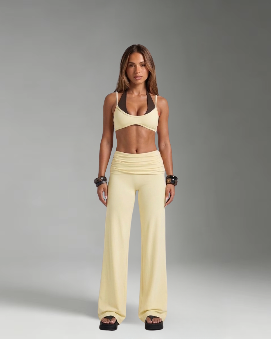 Archive Fold Over wide leg pants